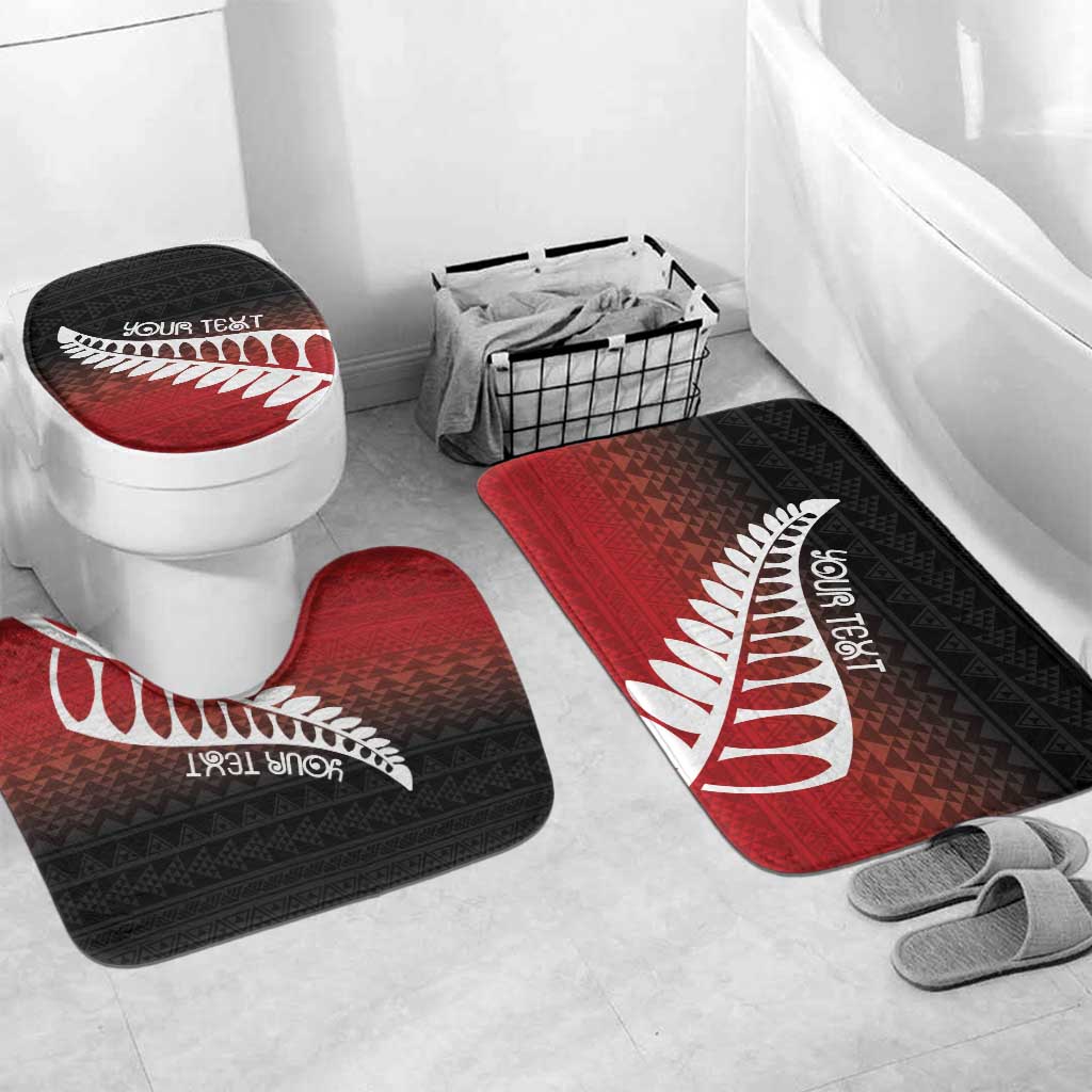 Red Silver Fern Spirit Taniko Tukutuku Personalised Bathroom Set - Polynesian Pride