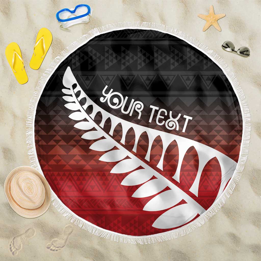 Red Silver Fern Spirit Taniko Tukutuku Personalised Beach Blanket LT9 One Size 150cm Red - Polynesian Pride