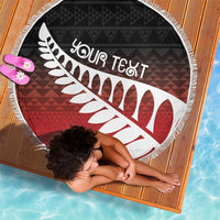 Red Silver Fern Spirit Taniko Tukutuku Personalised Beach Blanket LT9 - Polynesian Pride