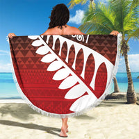 Red Silver Fern Spirit Taniko Tukutuku Personalised Beach Blanket LT9 - Polynesian Pride