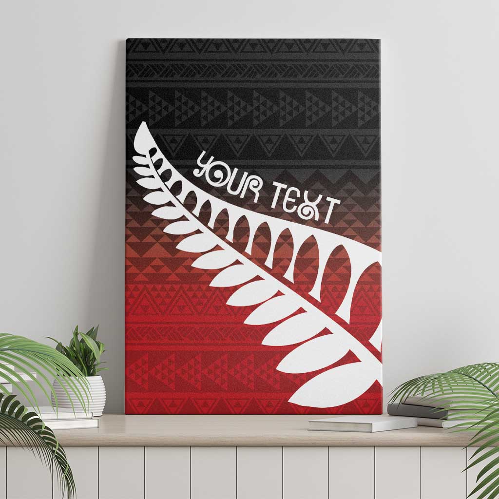 Red Silver Fern Spirit Taniko Tukutuku Personalised Canvas Wall Art LT9 - Polynesian Pride