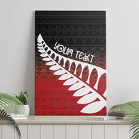 Red Silver Fern Spirit Taniko Tukutuku Personalised Canvas Wall Art LT9 - Polynesian Pride