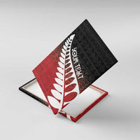Red Silver Fern Spirit Taniko Tukutuku Personalised Canvas Wall Art LT9 With Frame Red - Polynesian Pride