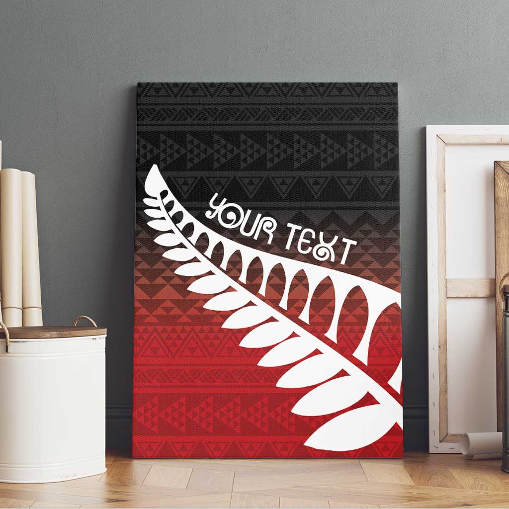Red Silver Fern Spirit Taniko Tukutuku Personalised Canvas Wall Art LT9 - Polynesian Pride