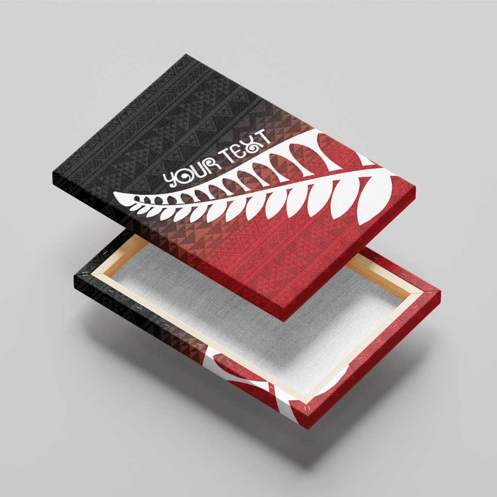 Red Silver Fern Spirit Taniko Tukutuku Personalised Canvas Wall Art LT9 - Polynesian Pride
