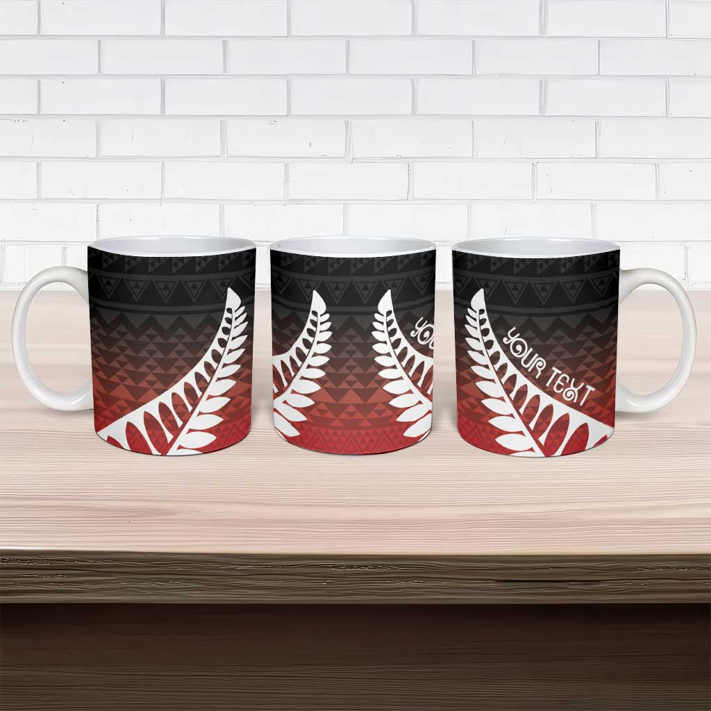 Red Silver Fern Spirit Taniko Tukutuku Personalised Ceramic Mug - Polynesian Pride