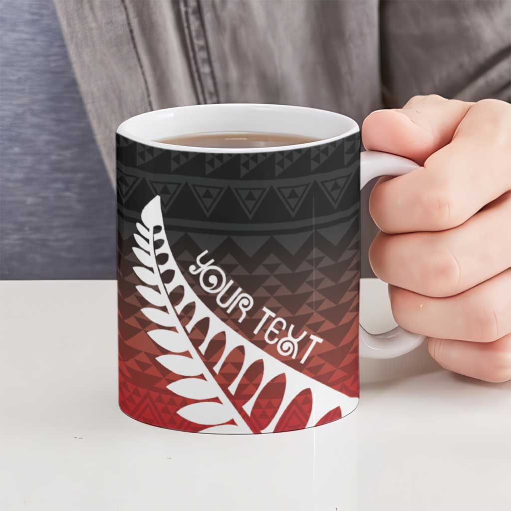Red Silver Fern Spirit Taniko Tukutuku Personalised Ceramic Mug - Polynesian Pride