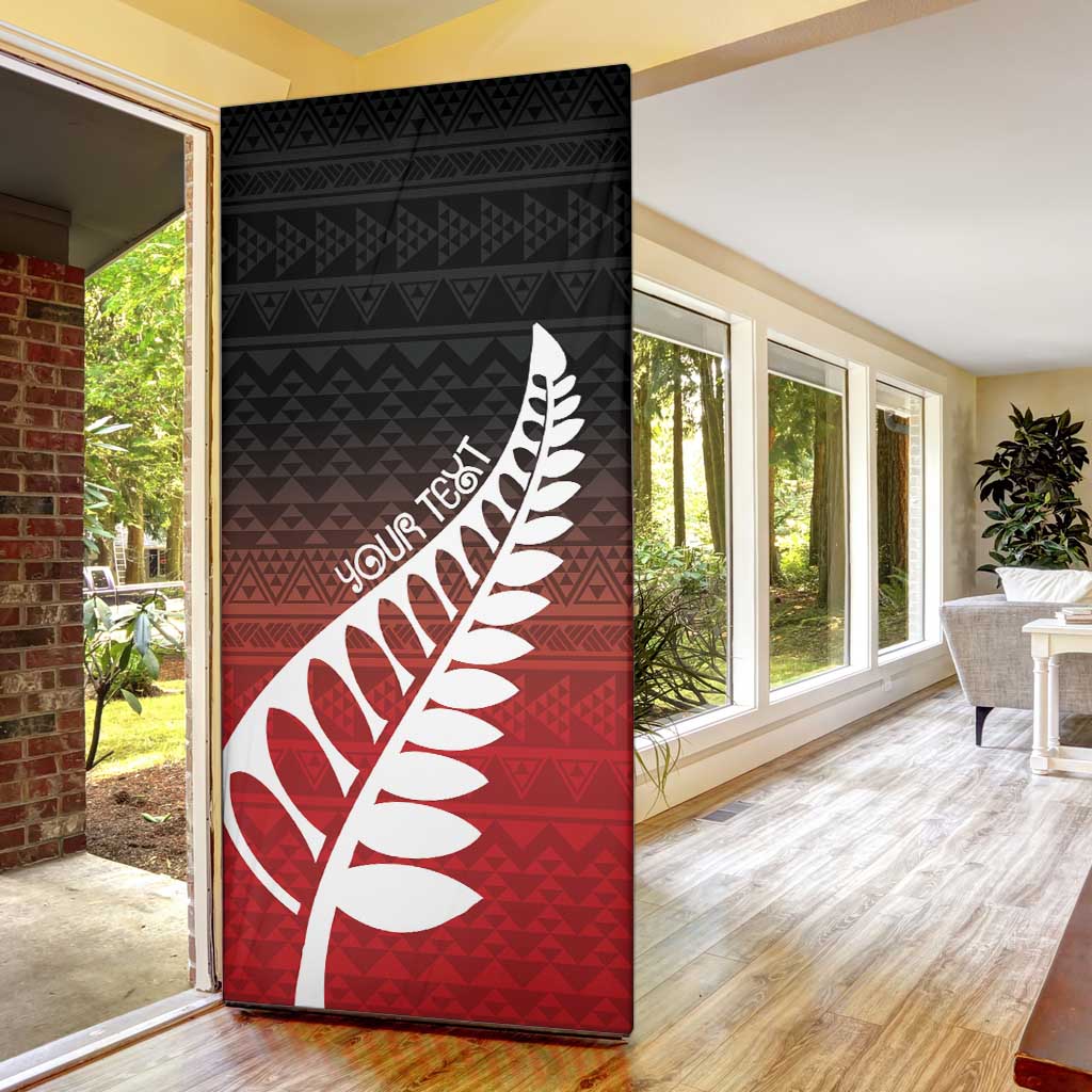 Red Silver Fern Spirit Taniko Tukutuku Personalised Door Cover - Polynesian Pride