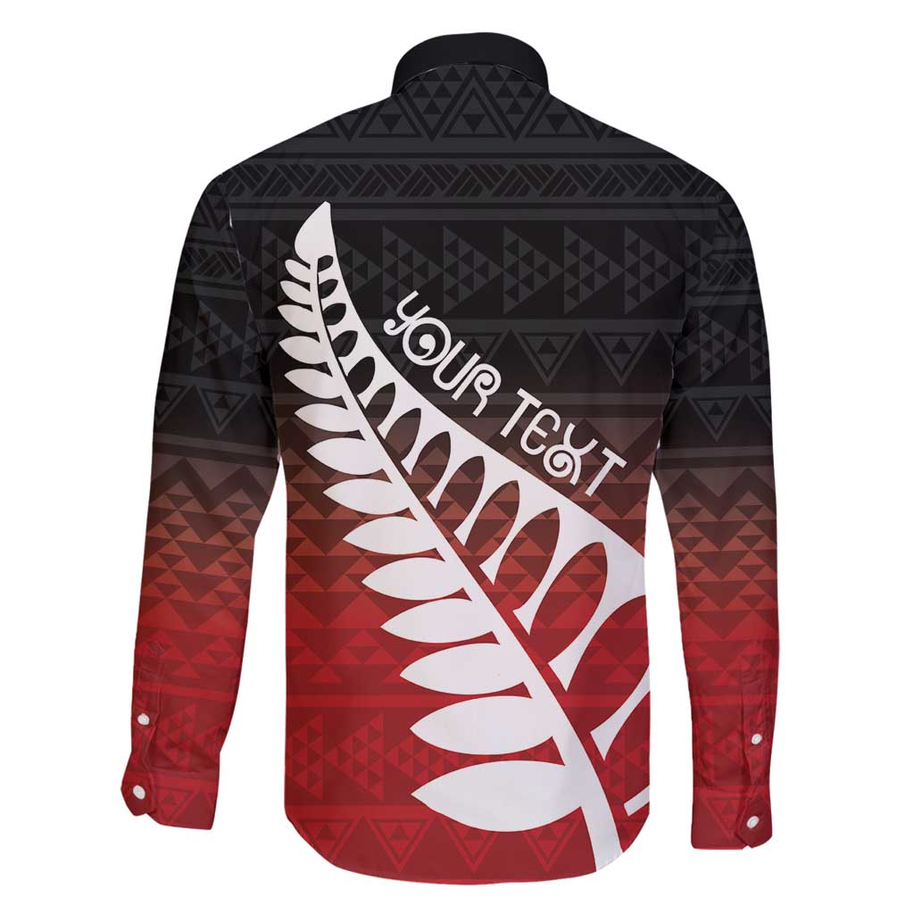 Red Silver Fern Spirit Taniko Tukutuku Personalised Family Matching Long Sleeve Bodycon Dress and Hawaiian Shirt