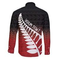 Red Silver Fern Spirit Taniko Tukutuku Personalised Family Matching Tank Maxi Dress and Hawaiian Shirt
