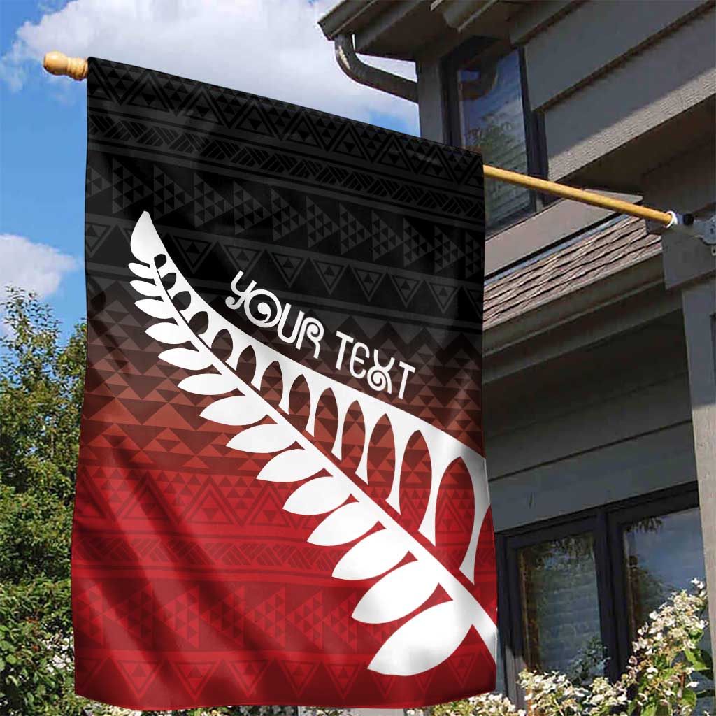 Red Silver Fern Spirit Taniko Tukutuku Personalised Garden Flag LT9 - Polynesian Pride