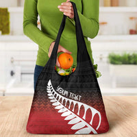Red Silver Fern Spirit Taniko Tukutuku Personalised Grocery Bag