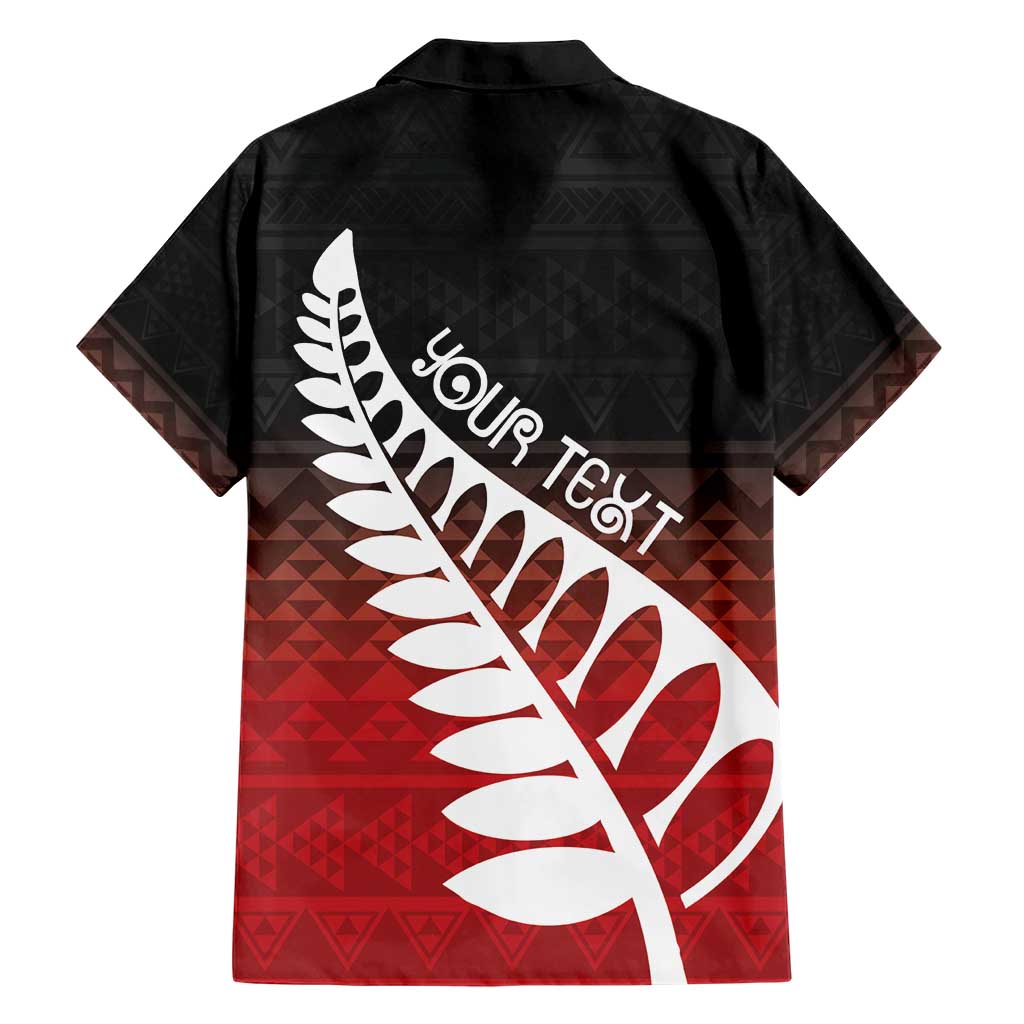 Red Silver Fern Spirit Taniko Tukutuku Personalised Hawaiian Shirt
