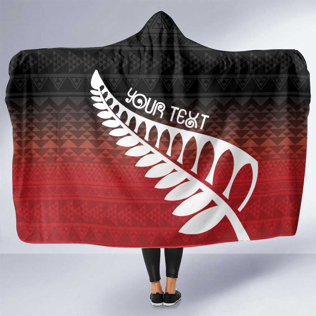 Red Silver Fern Spirit Taniko Tukutuku Personalised Hooded Blanket LT9 One Size Red - Polynesian Pride