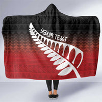 Red Silver Fern Spirit Taniko Tukutuku Personalised Hooded Blanket LT9 One Size Red - Polynesian Pride