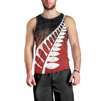 Red Silver Fern Spirit Taniko Tukutuku Personalised Men Tank Top LT9 - Polynesian Pride
