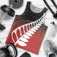 Red Silver Fern Spirit Taniko Tukutuku Personalised Men Tank Top LT9 - Polynesian Pride