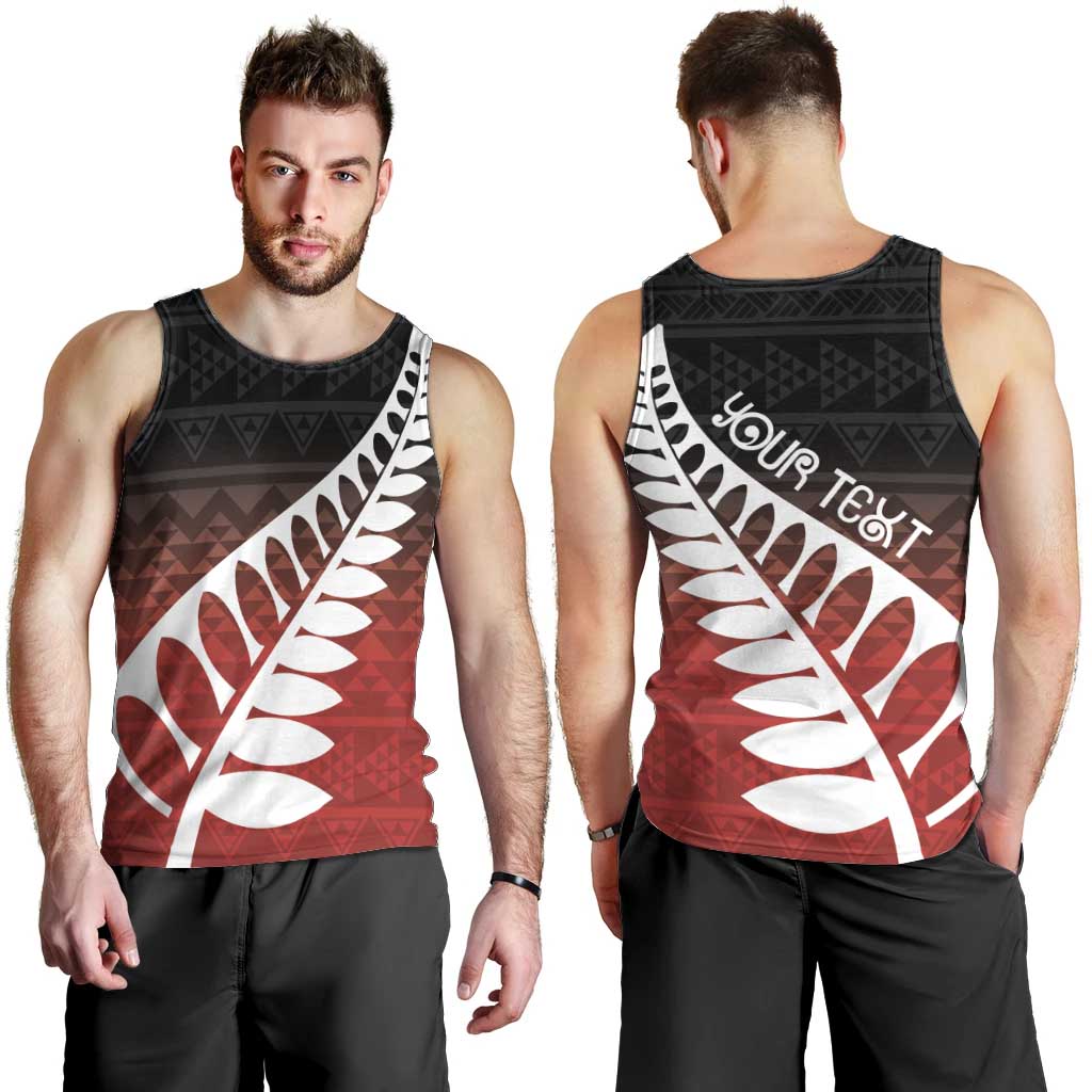 Red Silver Fern Spirit Taniko Tukutuku Personalised Men Tank Top LT9 - Polynesian Pride