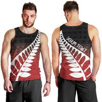 Red Silver Fern Spirit Taniko Tukutuku Personalised Men Tank Top LT9 - Polynesian Pride