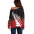 Red Silver Fern Spirit Taniko Tukutuku Personalised Off Shoulder Sweater