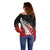 Red Silver Fern Spirit Taniko Tukutuku Personalised Off Shoulder Sweater