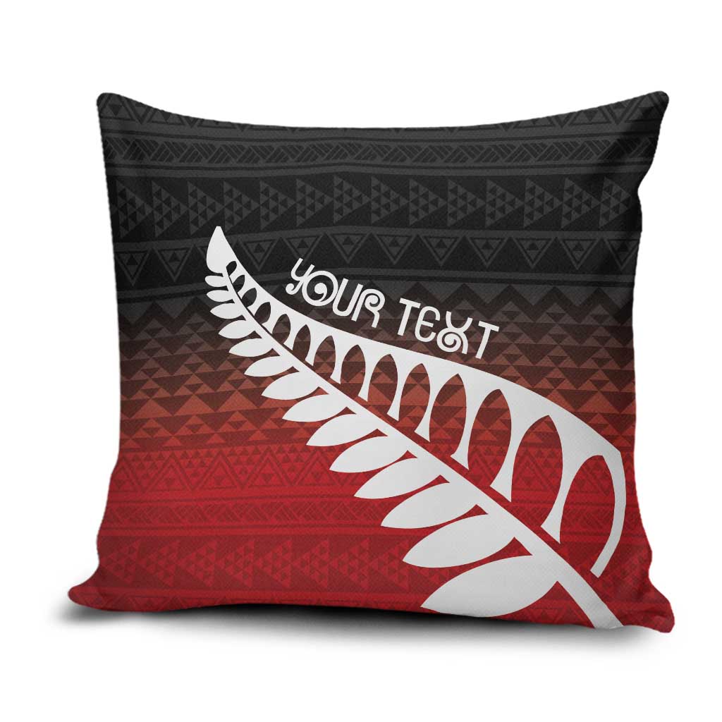 Red Silver Fern Spirit Taniko Tukutuku Personalised Pillow Cover - Polynesian Pride