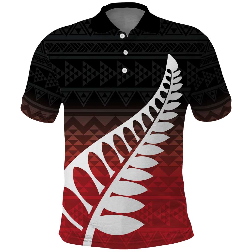 Red Silver Fern Spirit Taniko Tukutuku Personalised Polo Shirt LT9 Red - Polynesian Pride