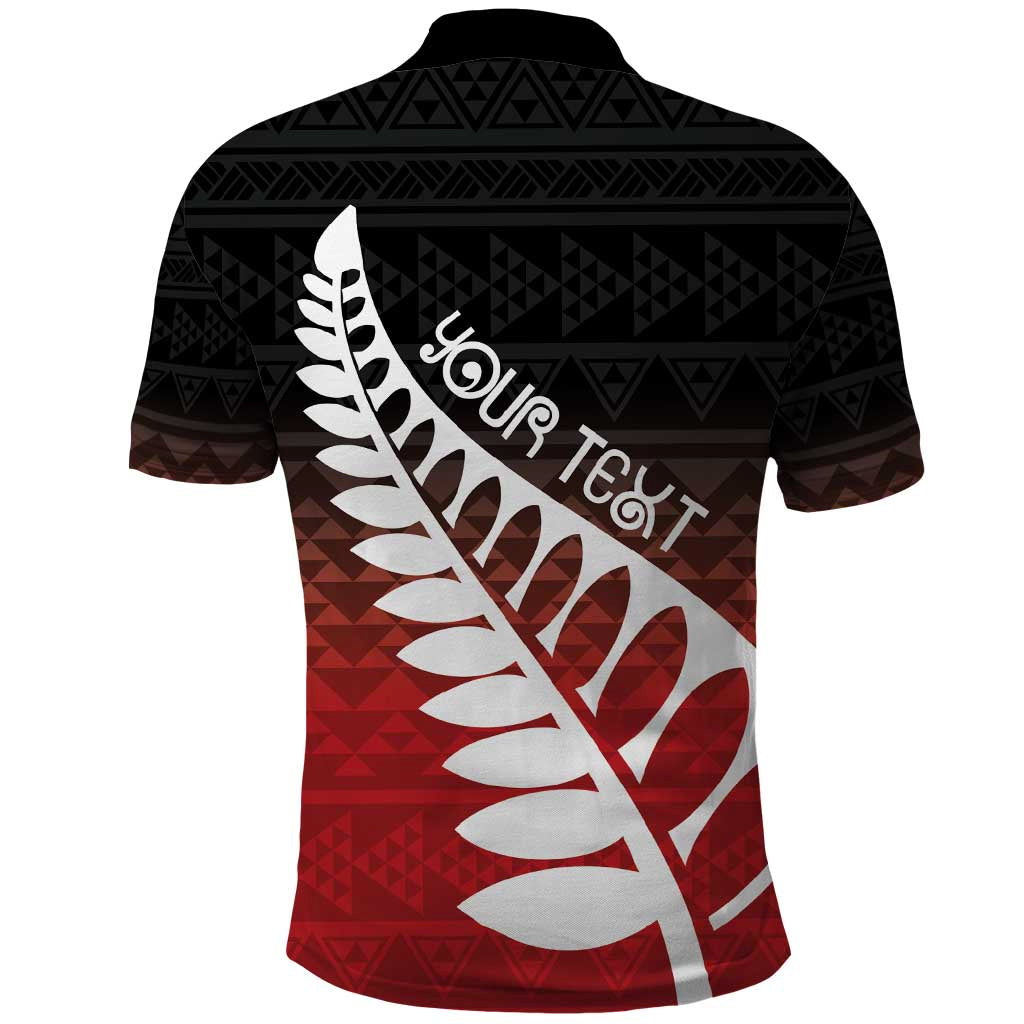 Red Silver Fern Spirit Taniko Tukutuku Personalised Polo Shirt LT9 - Polynesian Pride