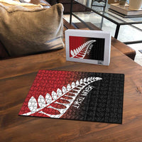 Red Silver Fern Spirit Taniko Tukutuku Personalised Puzzle - Polynesian Pride