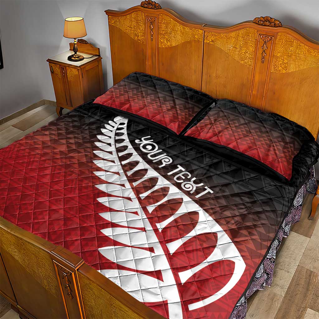 Red Silver Fern Spirit Taniko Tukutuku Personalised Quilt Bed Set LT9 - Polynesian Pride