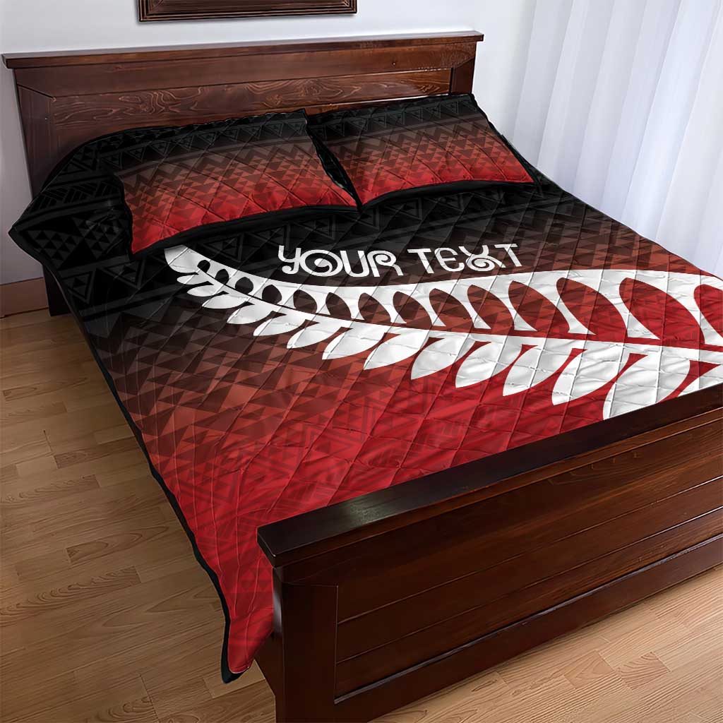 Red Silver Fern Spirit Taniko Tukutuku Personalised Quilt Bed Set LT9 - Polynesian Pride