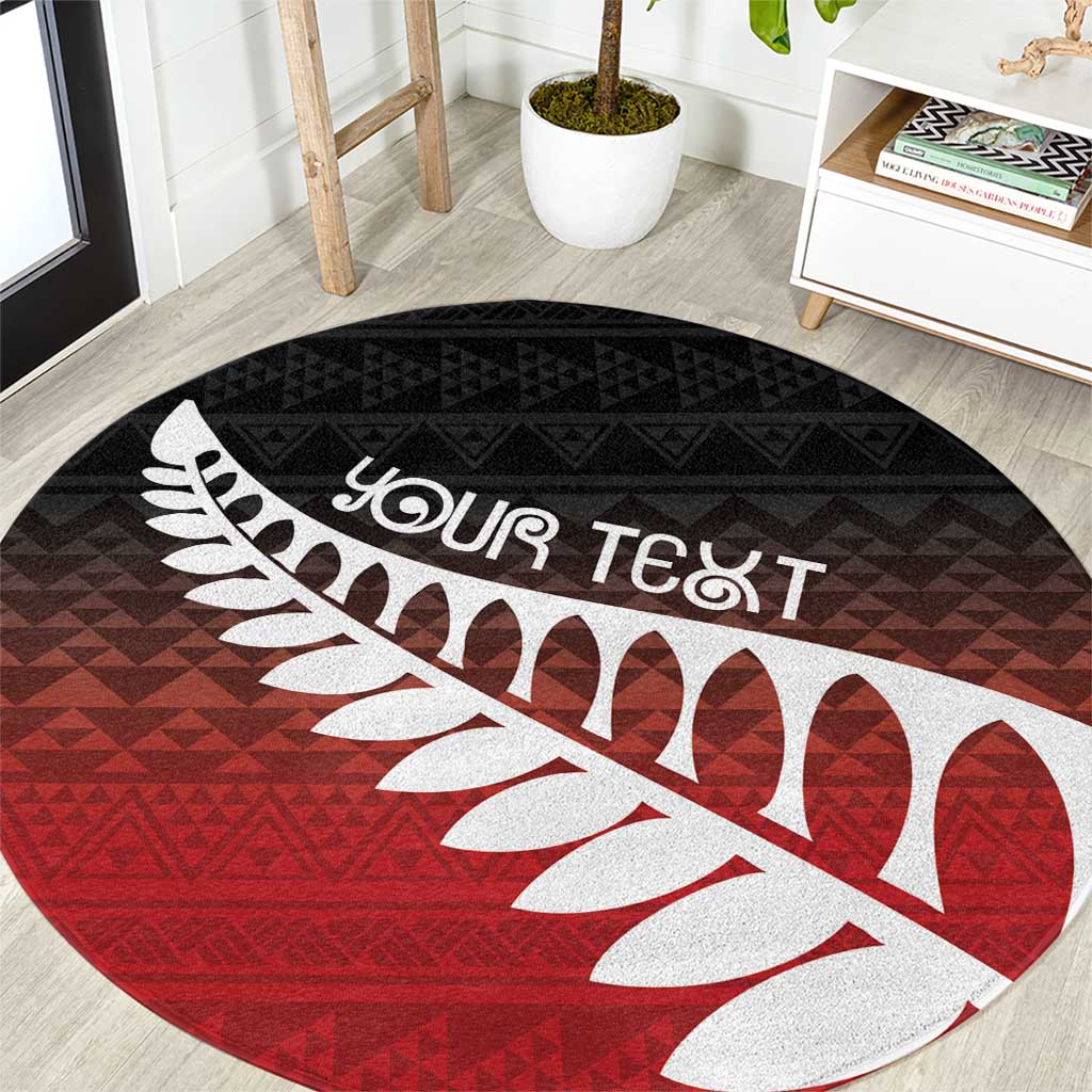 Red Silver Fern Spirit Taniko Tukutuku Personalised Round Carpet