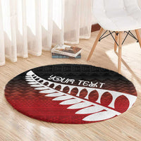 Red Silver Fern Spirit Taniko Tukutuku Personalised Round Carpet