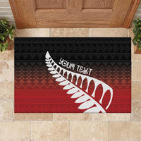 Red Silver Fern Spirit Taniko Tukutuku Personalised Rubber Doormat LT9 Red - Polynesian Pride