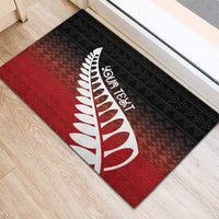 Red Silver Fern Spirit Taniko Tukutuku Personalised Rubber Doormat LT9 - Polynesian Pride