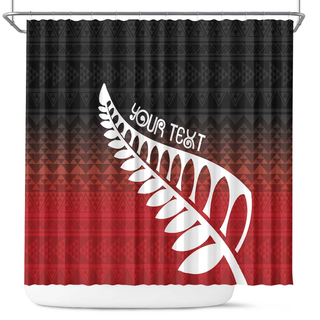 Red Silver Fern Spirit Taniko Tukutuku Personalised Shower Curtain