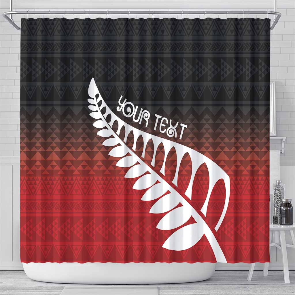 Red Silver Fern Spirit Taniko Tukutuku Personalised Shower Curtain