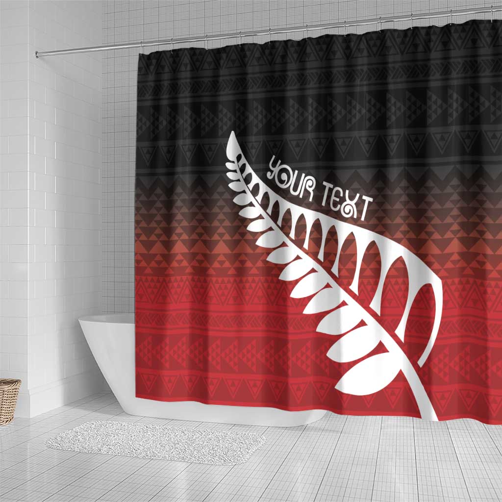 Red Silver Fern Spirit Taniko Tukutuku Personalised Shower Curtain