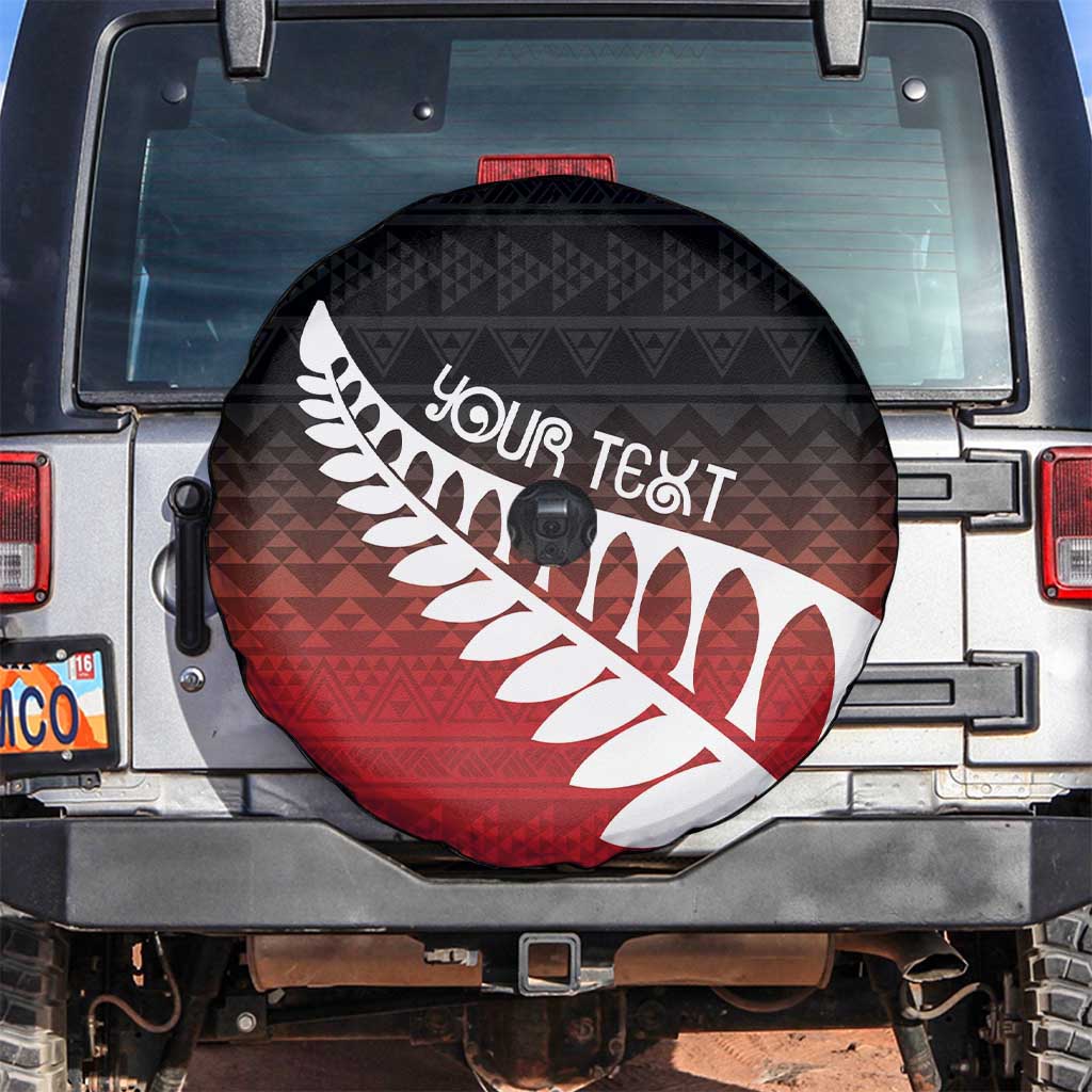 Red Silver Fern Spirit Taniko Tukutuku Personalised Spare Tire Cover