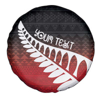 Red Silver Fern Spirit Taniko Tukutuku Personalised Spare Tire Cover