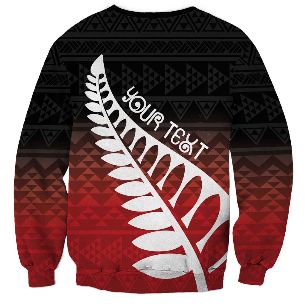 Red Silver Fern Spirit Taniko Tukutuku Personalised Sweatshirt LT9 - Polynesian Pride