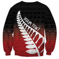 Red Silver Fern Spirit Taniko Tukutuku Personalised Sweatshirt LT9 - Polynesian Pride