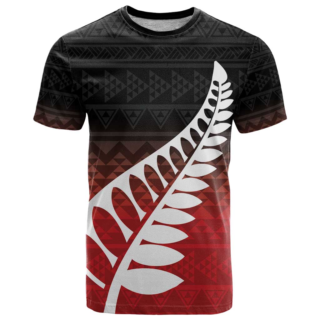 Red Silver Fern Spirit Taniko Tukutuku Personalised T Shirt
