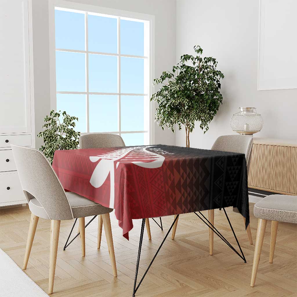 Red Silver Fern Spirit Taniko Tukutuku Personalised Tablecloth LT9 - Polynesian Pride