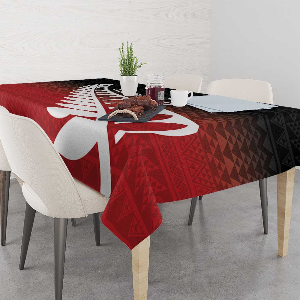 Red Silver Fern Spirit Taniko Tukutuku Personalised Tablecloth LT9 - Polynesian Pride