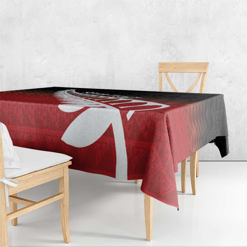 Red Silver Fern Spirit Taniko Tukutuku Personalised Tablecloth LT9 - Polynesian Pride