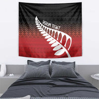 Red Silver Fern Spirit Taniko Tukutuku Personalised Tapestry