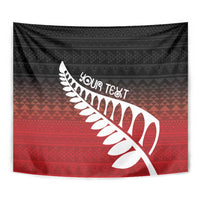 Red Silver Fern Spirit Taniko Tukutuku Personalised Tapestry
