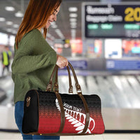 Red Silver Fern Spirit Taniko Tukutuku Personalised Travel Bag - Polynesian Pride