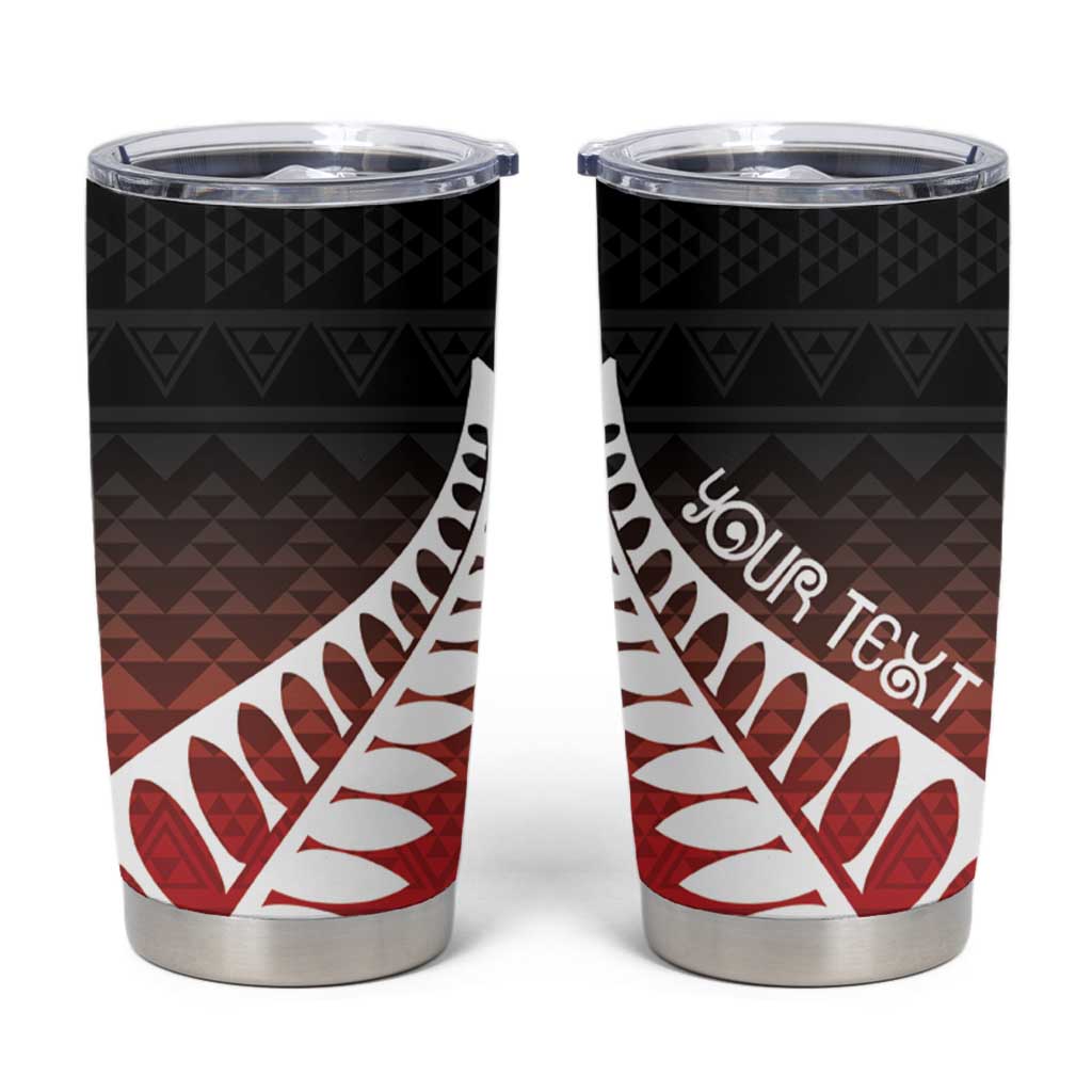 Red Silver Fern Spirit Taniko Tukutuku Personalised Tumbler Cup LT9 Red - Polynesian Pride